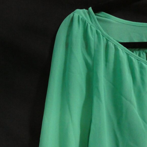 H&M | size 8 | Green Sheer Long Sleeve Button-Up Blouse | NWOT - Picture 3 of 16